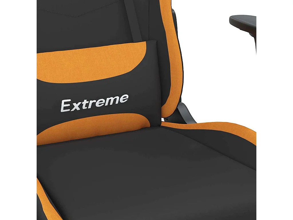 Chaise de jeu de massage avec repose-pied Noir et orange Tissu