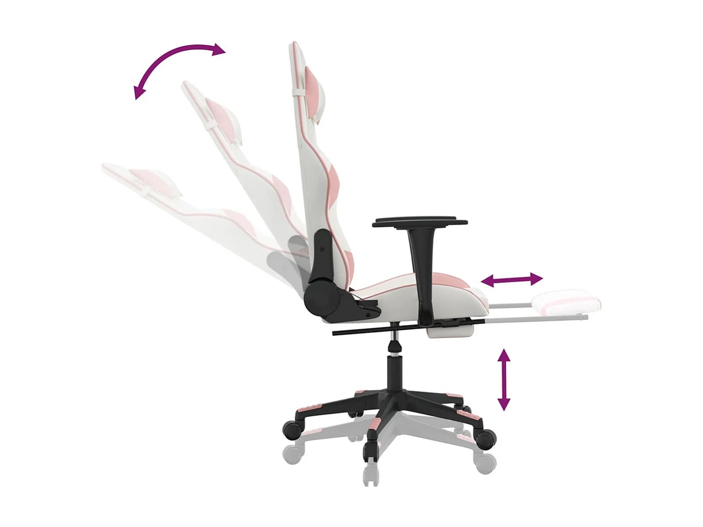 Chaise de jeu avec repose-pied Blanc et rose Similicuir