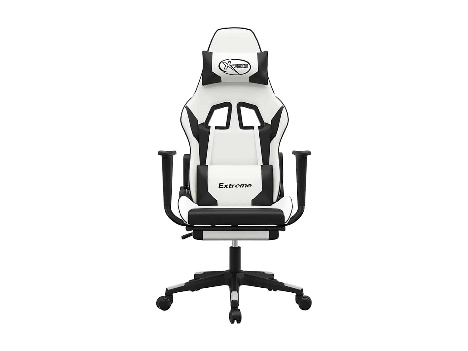 Gaming-Stuhl mit Massage & Fußstütze Weiß & Schwarz Kunstleder
