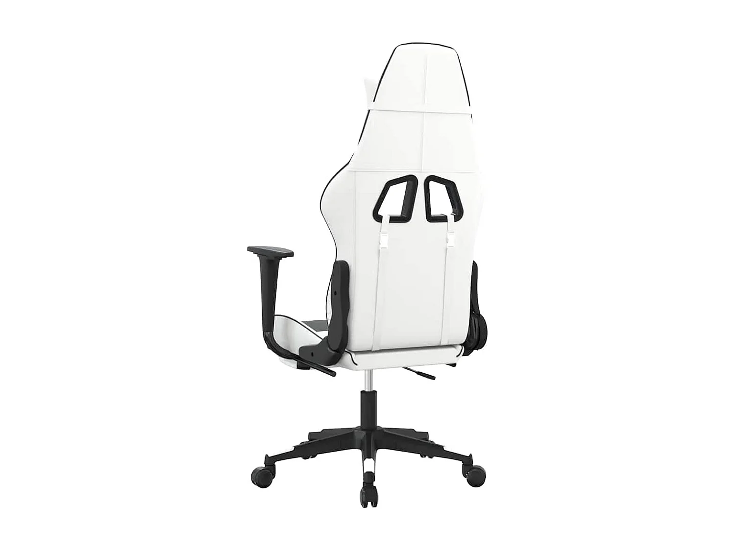 Chaise de jeu de massage avec repose-pied Blanc noir Similicuir