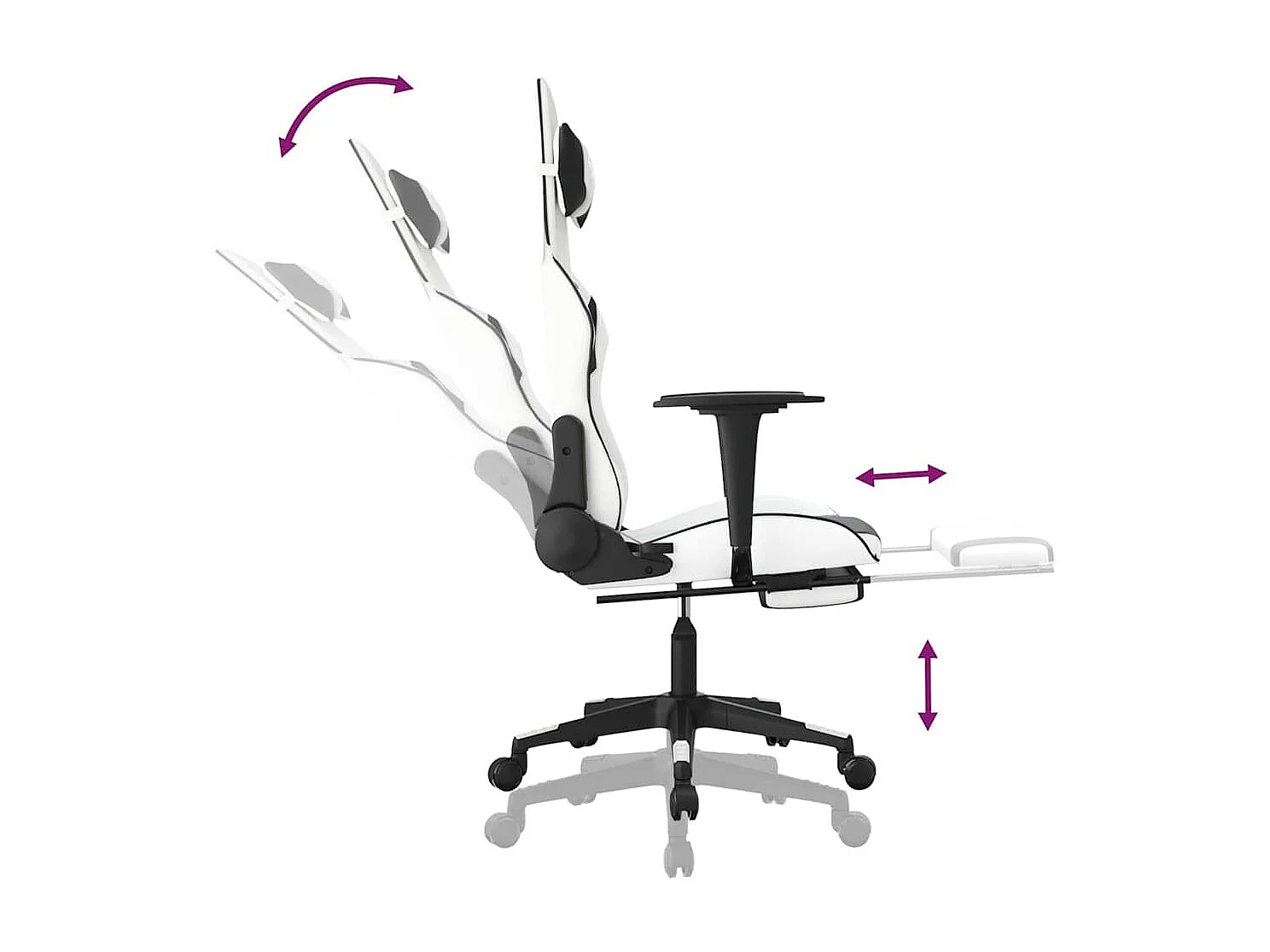 Chaise de jeu de massage avec repose-pied Blanc noir Similicuir