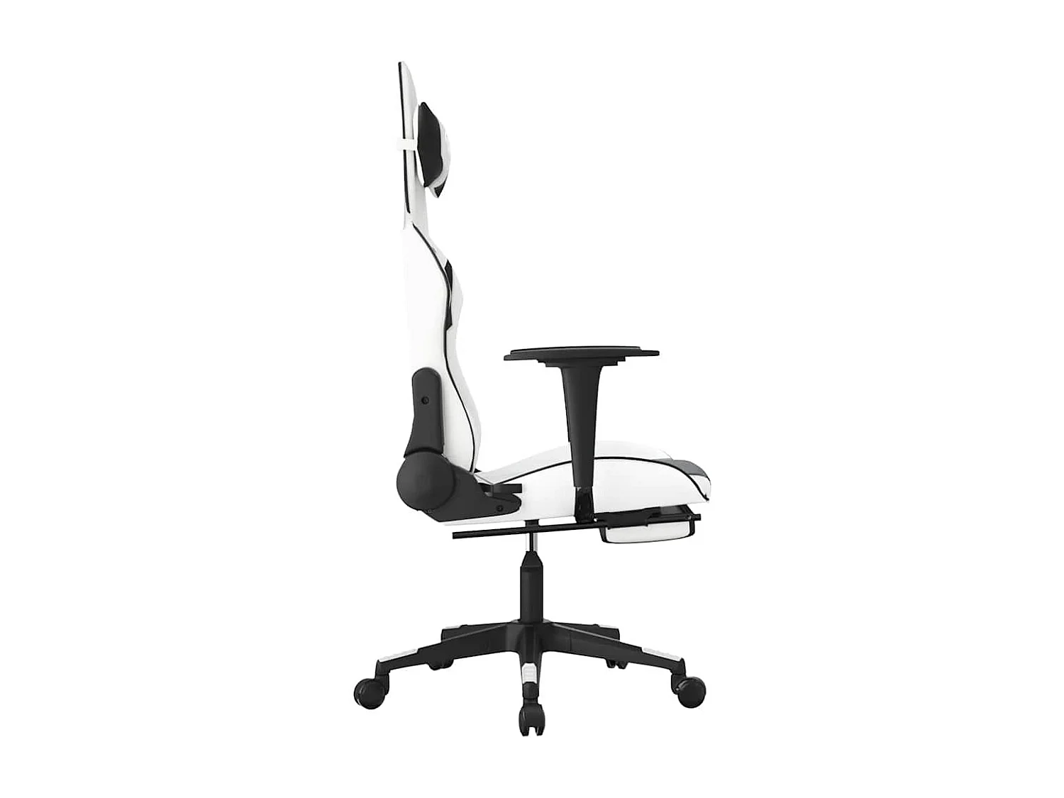 Chaise de jeu de massage avec repose-pied Blanc noir Similicuir