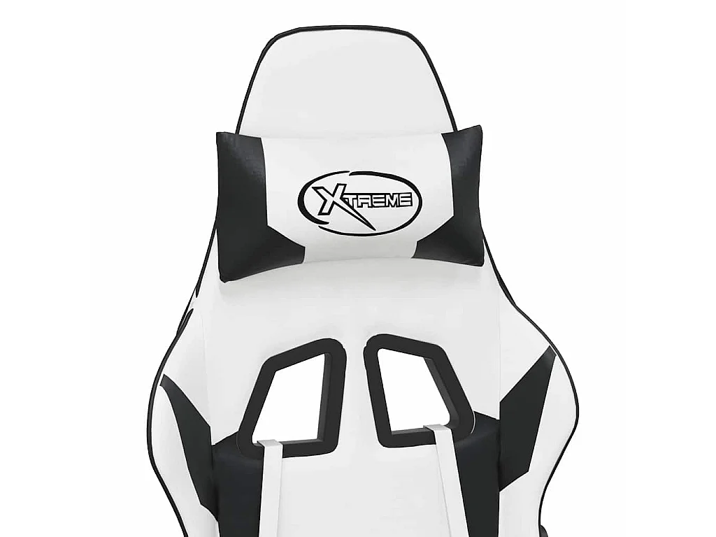 Chaise de jeu de massage avec repose-pied Blanc noir Similicuir