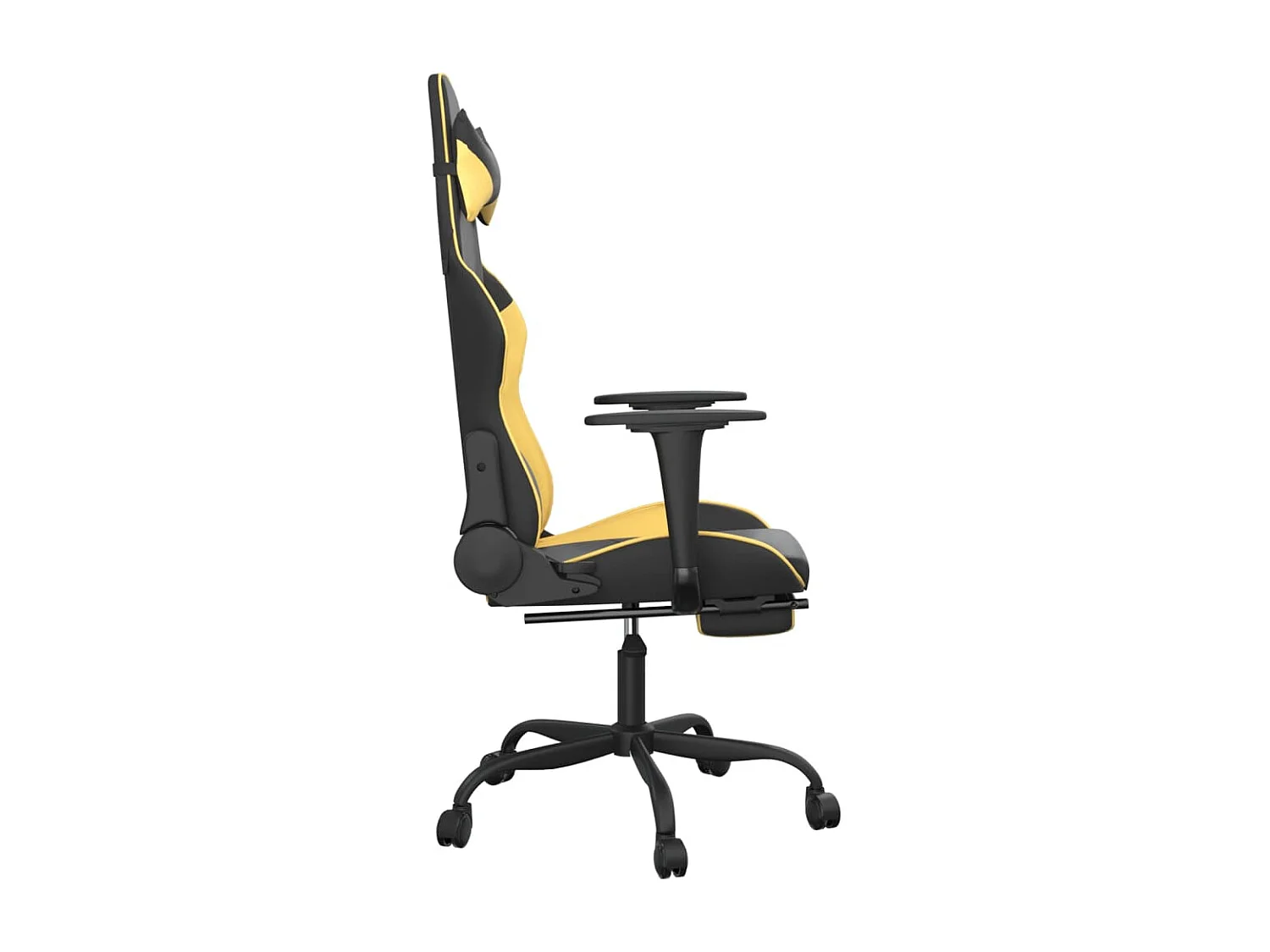 Sedia da Gaming Massaggiante Poggiapiedi Nero e Oro Similpelle