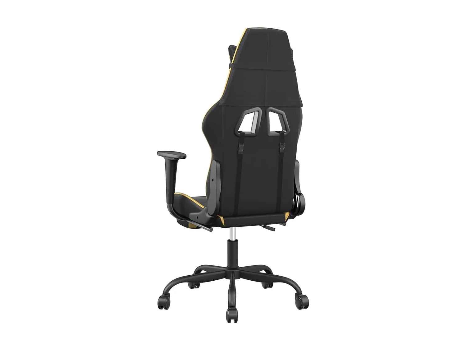 Sedia da Gaming Massaggiante Poggiapiedi Nero e Oro Similpelle