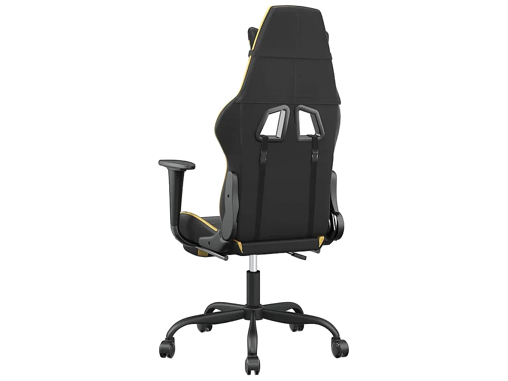 Massage gamestoel met voetensteun kunstleer zwart/goudkleurig
