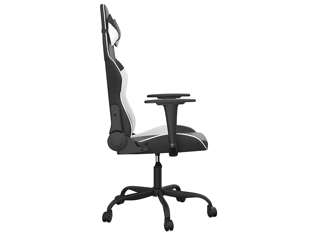 Gaming-Stuhl mit Massagefunktion Schwarz und Weiß Kunstleder