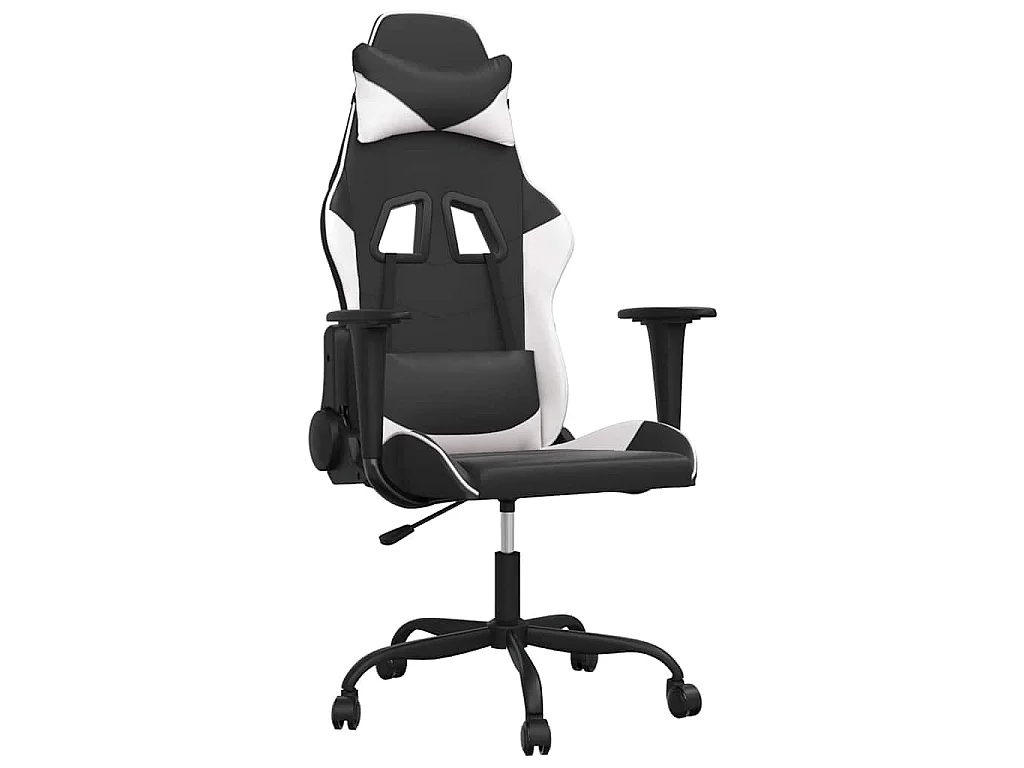 Chaise de jeu de massage Noir et blanc Similicuir