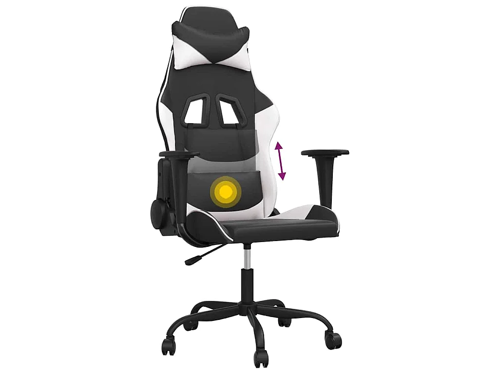 Chaise de jeu de massage Noir et blanc Similicuir