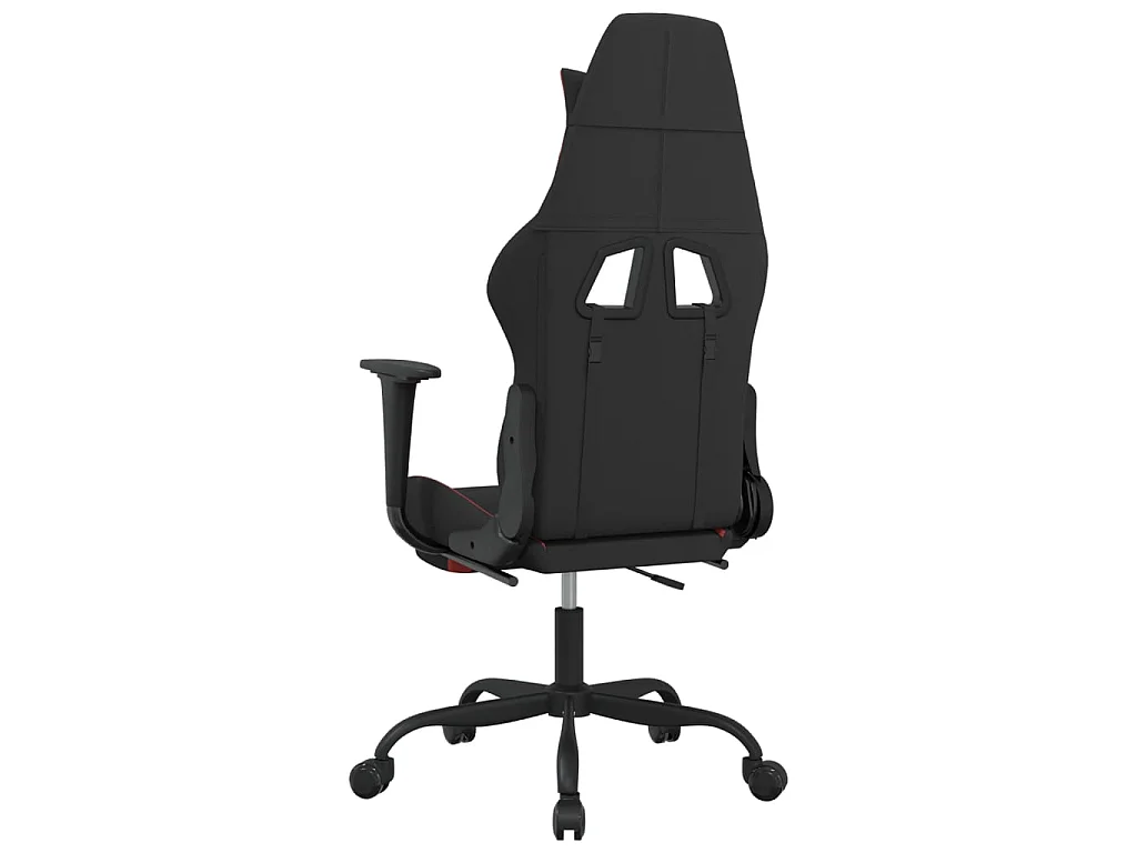 Chaise de jeu de massage avec repose-pied Noir et rouge Tissu
