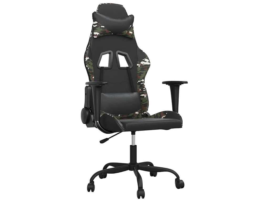 Massage gamestoel kunstleer zwart en camouflage