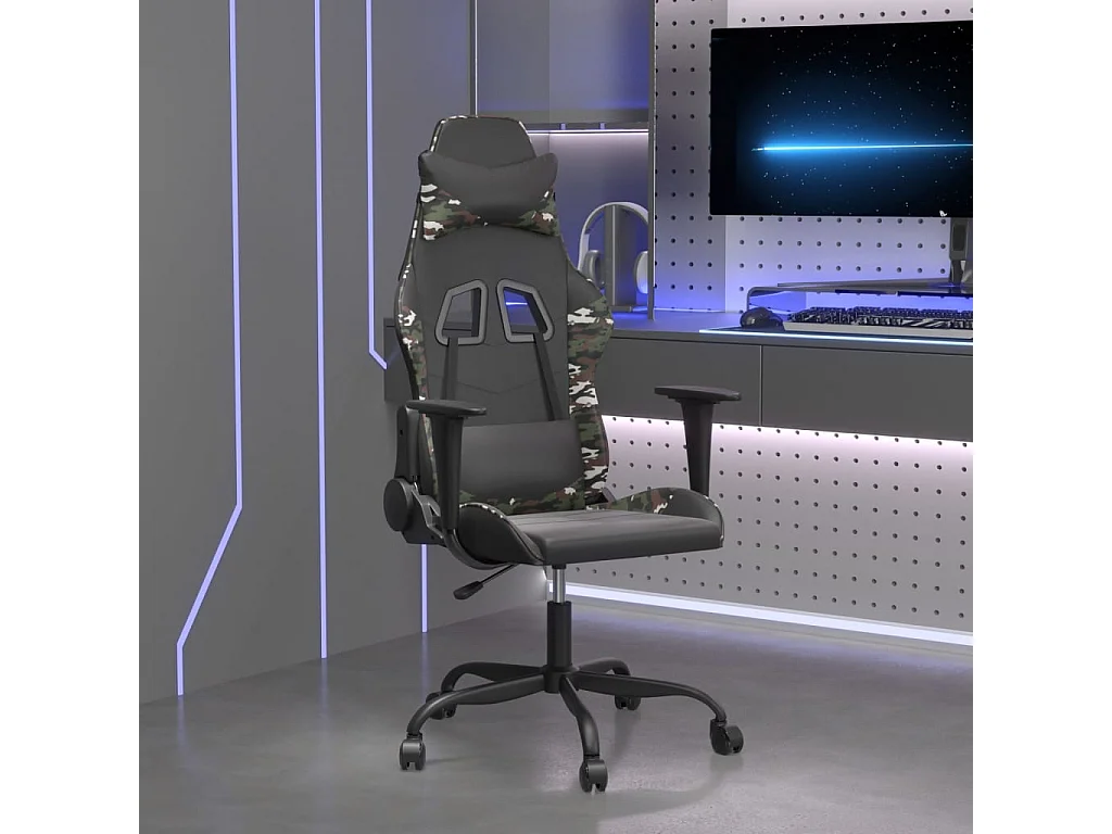 Massage gamestoel kunstleer zwart en camouflage