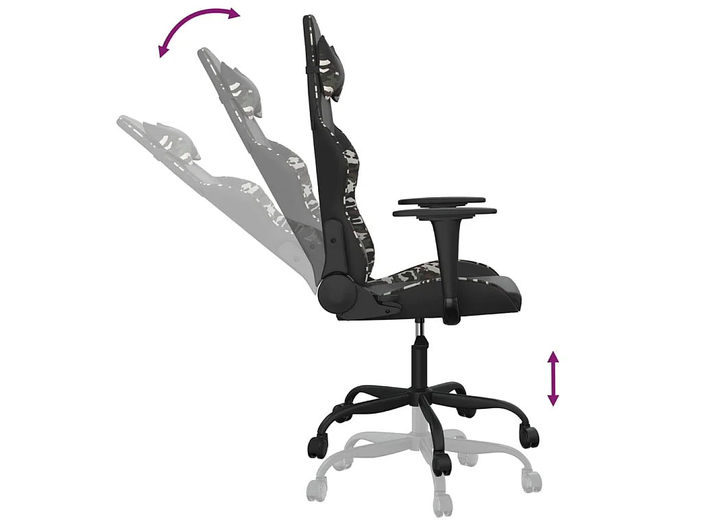 Massage gamestoel kunstleer zwart en camouflage
