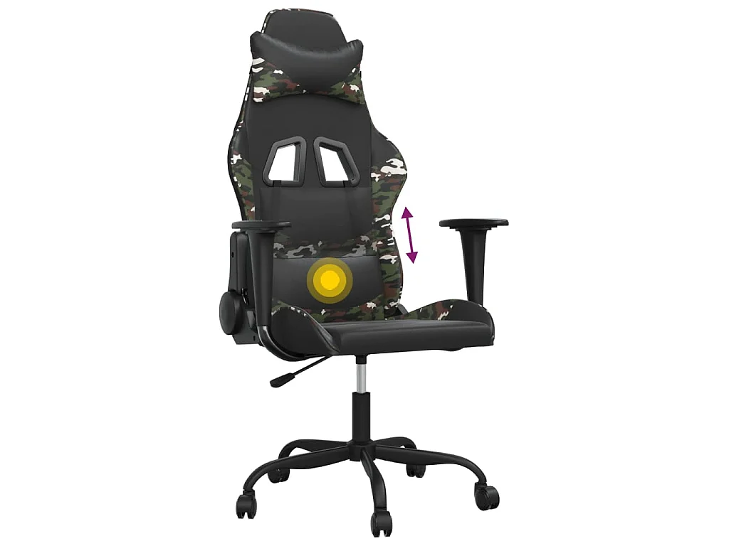 Massage gamestoel kunstleer zwart en camouflage