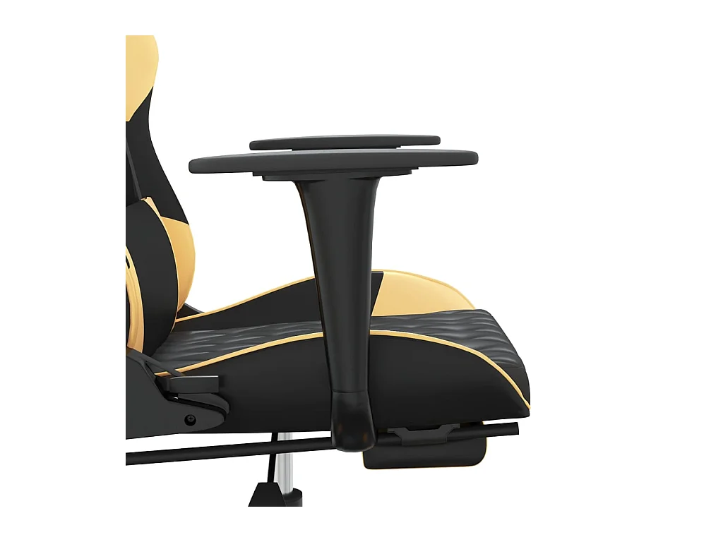 Sedia da Gaming con Poggiapiedi Nero e Oro in Similpelle