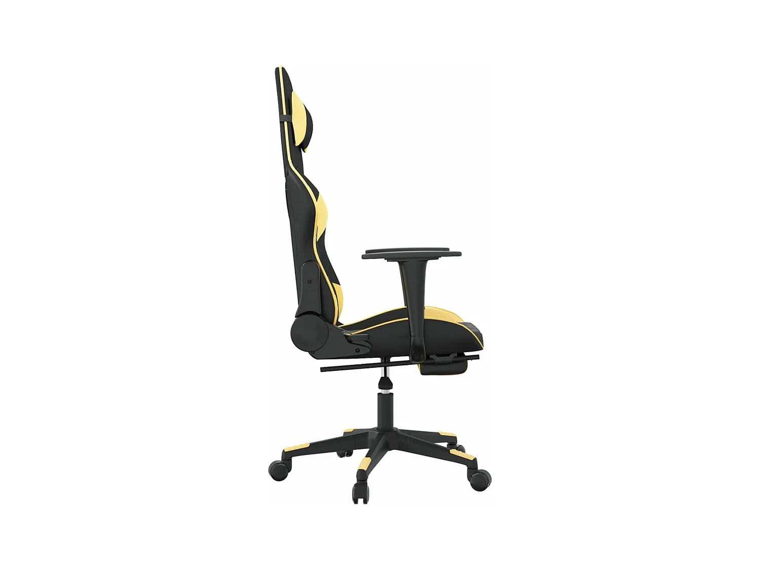 Sedia da Gaming con Poggiapiedi Nero e Oro in Similpelle