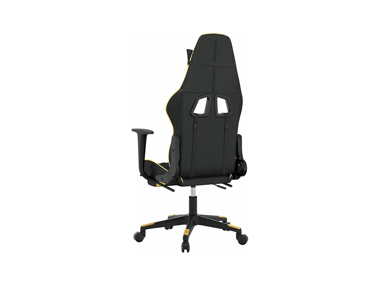 Sedia da Gaming con Poggiapiedi Nero e Oro in Similpelle