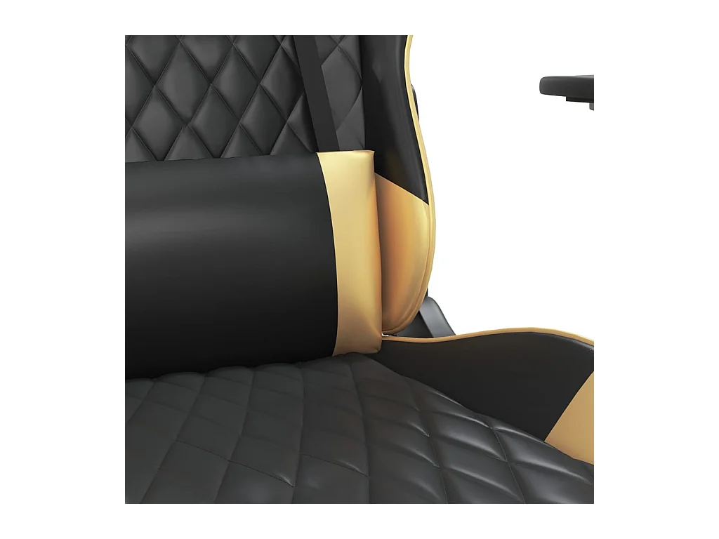 Sedia da Gaming con Poggiapiedi Nero e Oro in Similpelle