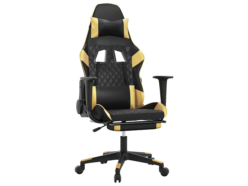 Chaise de jeu avec repose-pied Noir et doré Similicuir