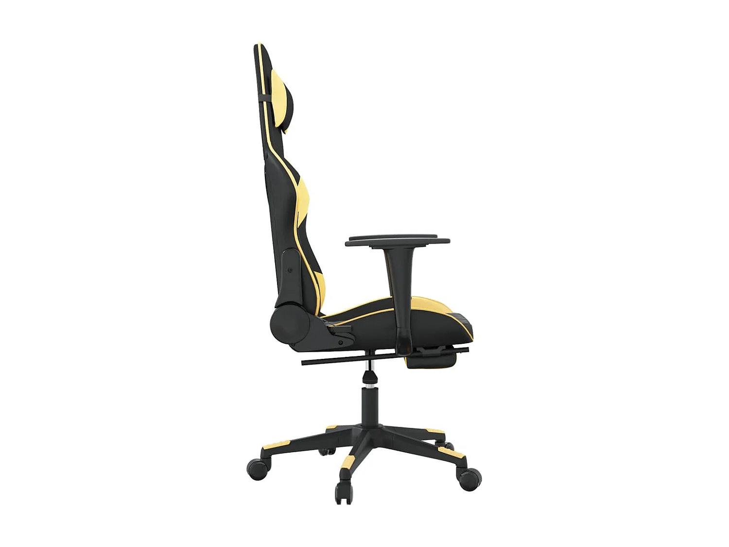 Chaise de jeu avec repose-pied Noir et doré Similicuir