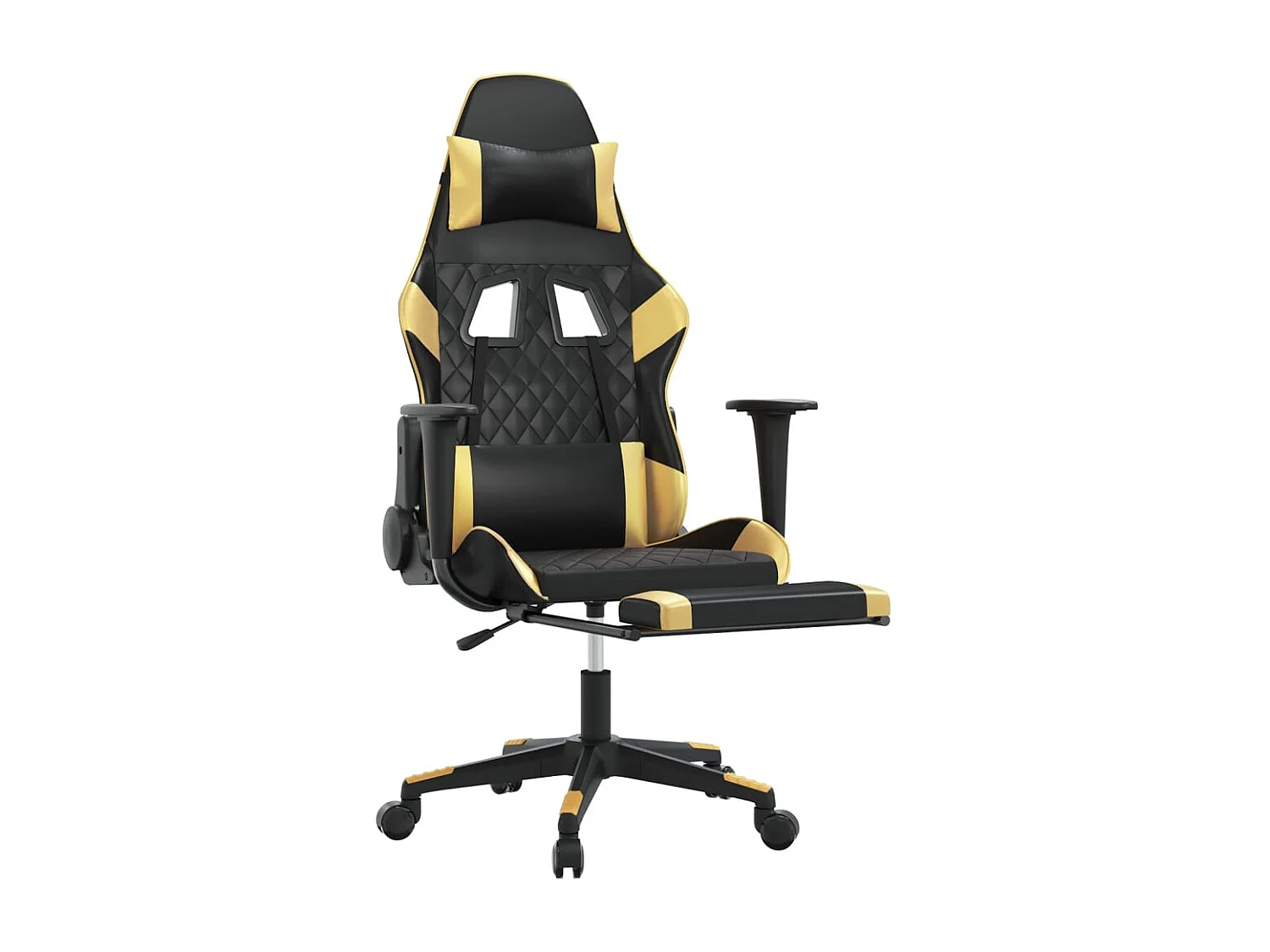 Chaise de jeu avec repose-pied Noir et doré Similicuir