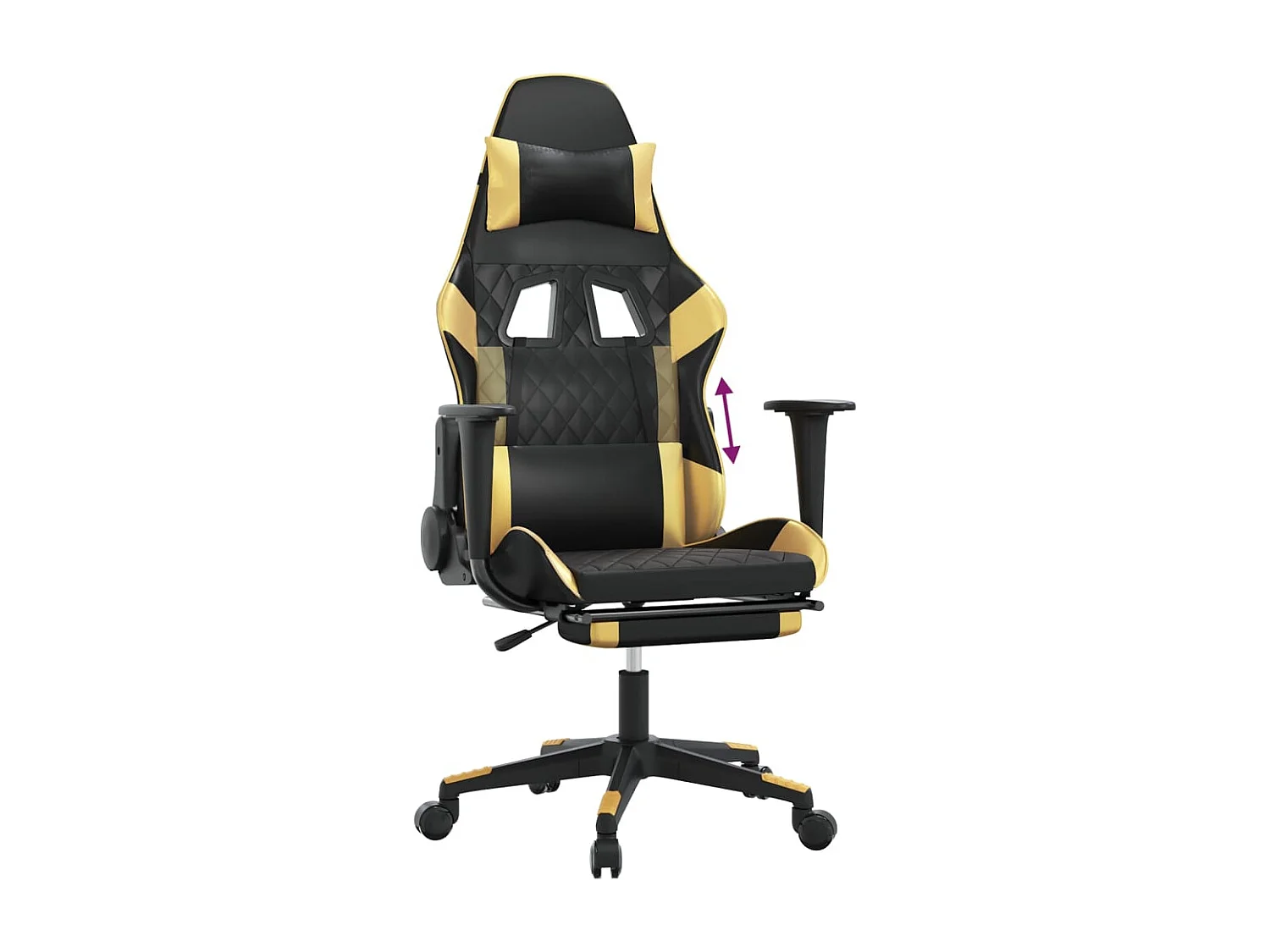 Chaise de jeu avec repose-pied Noir et doré Similicuir