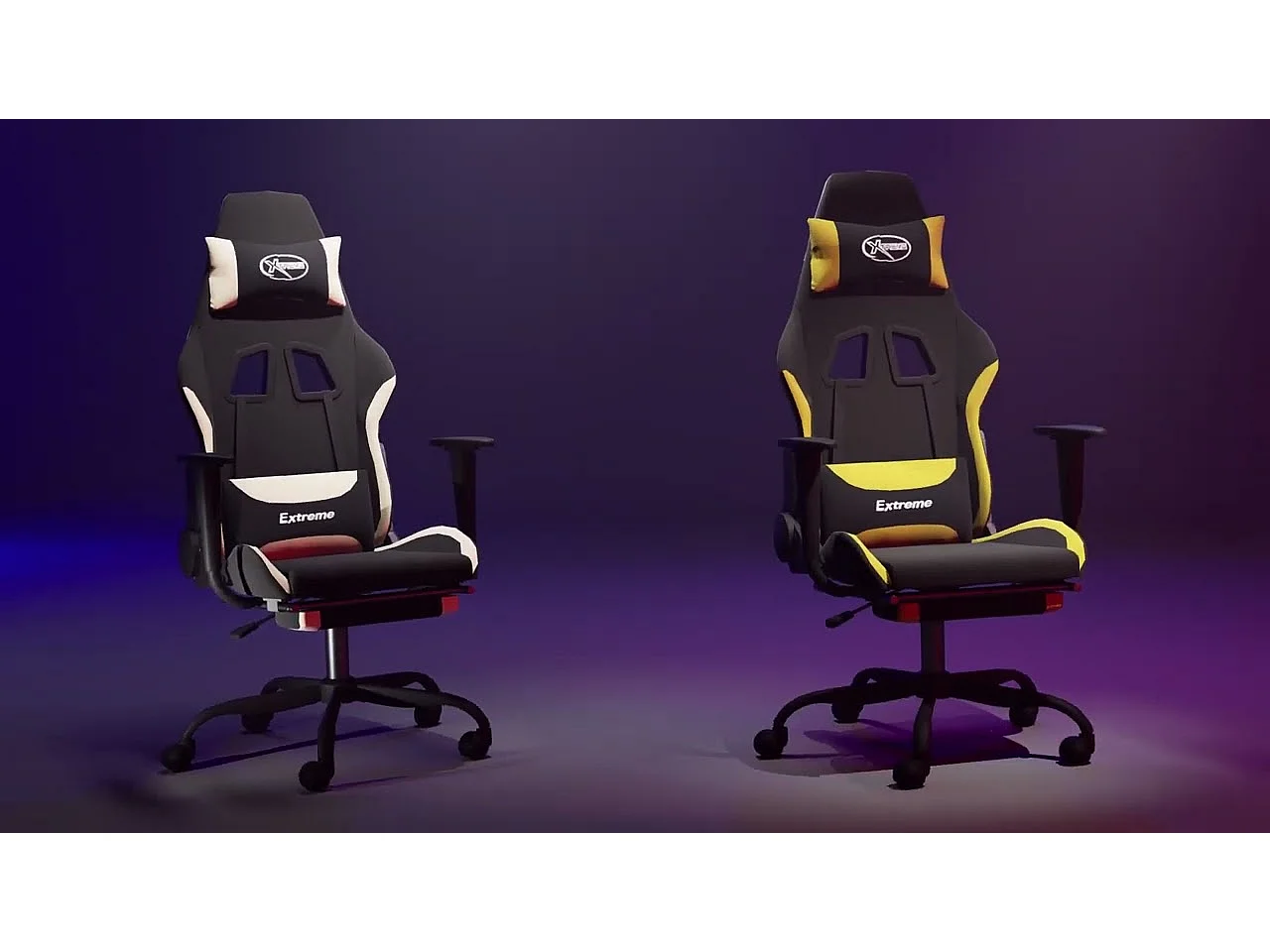 Chaise de jeu de massage avec repose-pied Noir et jaune Tissu