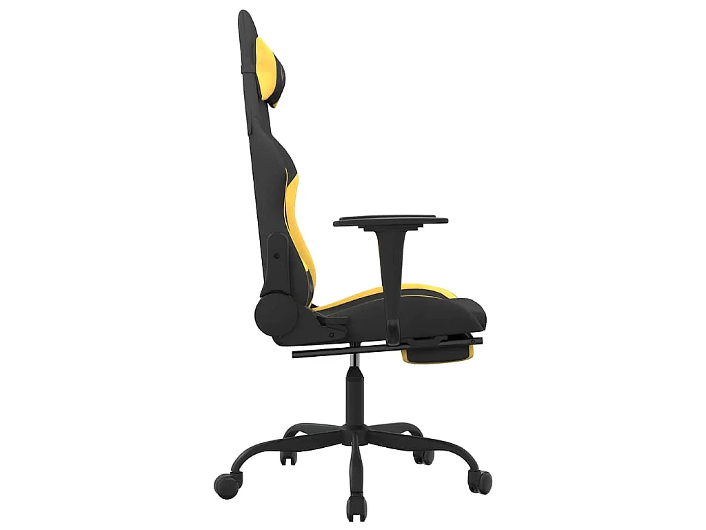 Gaming-Stuhl mit Massage & Fußstütze Schwarz und Gelb Stoff