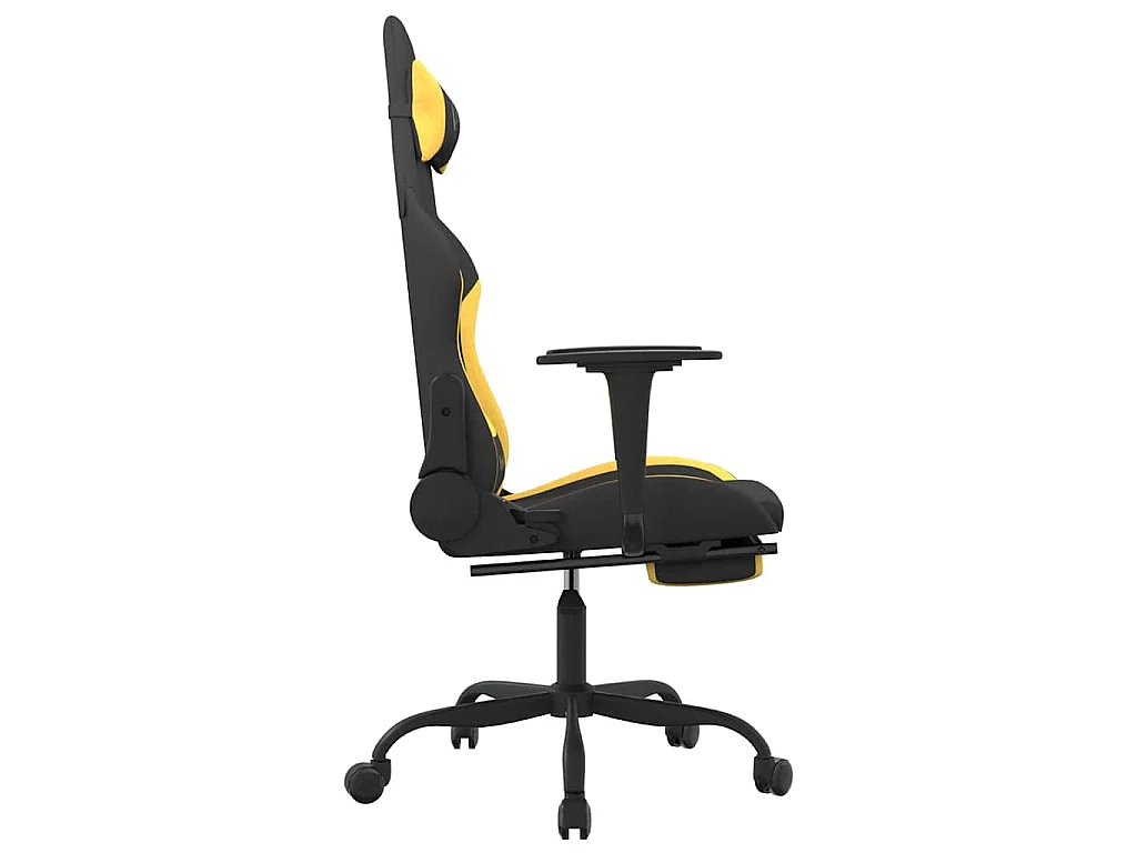 Chaise de jeu de massage avec repose-pied Noir et jaune Tissu