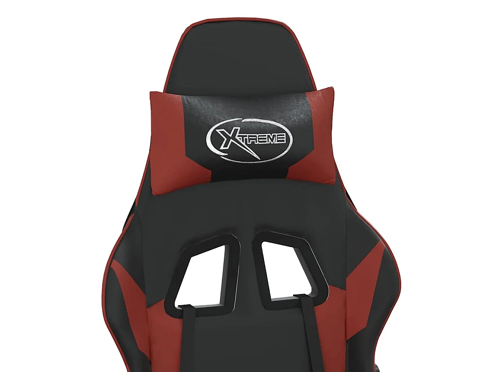 Chaise de jeu avec repose-pied Noir/rouge bordeaux Similicuir