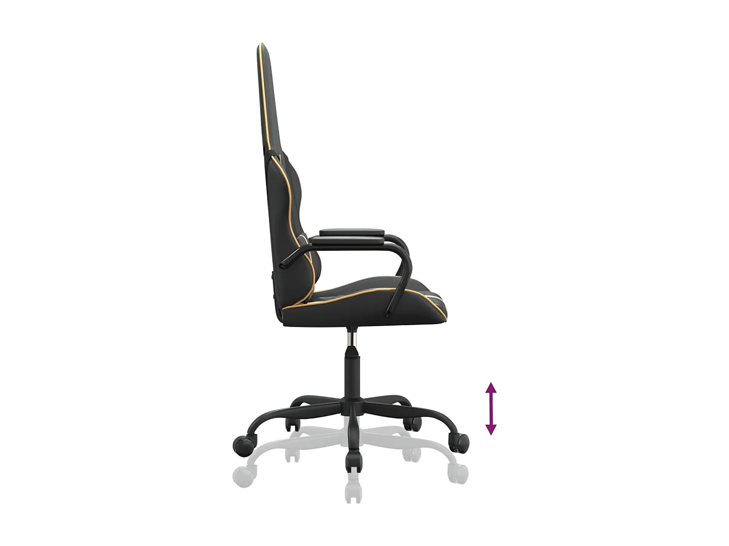 Chaise de jeu de massage doré et noir similicuir