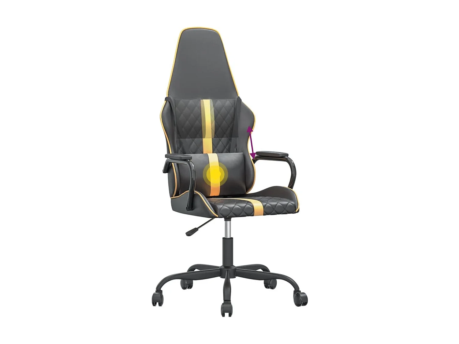 Chaise de jeu de massage doré et noir similicuir