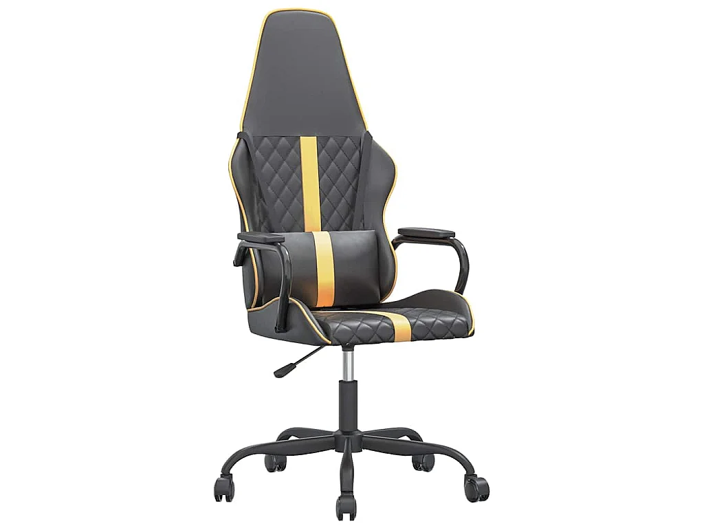 Chaise de jeu de massage doré et noir similicuir