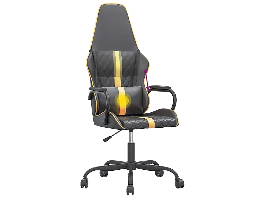 Chaise de jeu de massage doré et noir similicuir