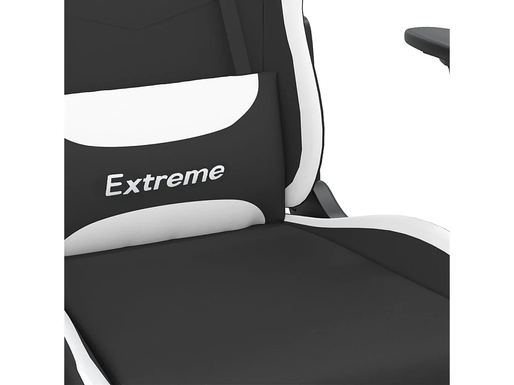 Chaise de jeu avec repose-pied Noir et blanc Tissu