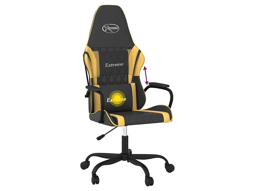 Chaise de jeu de massage Noir et doré Similicuir