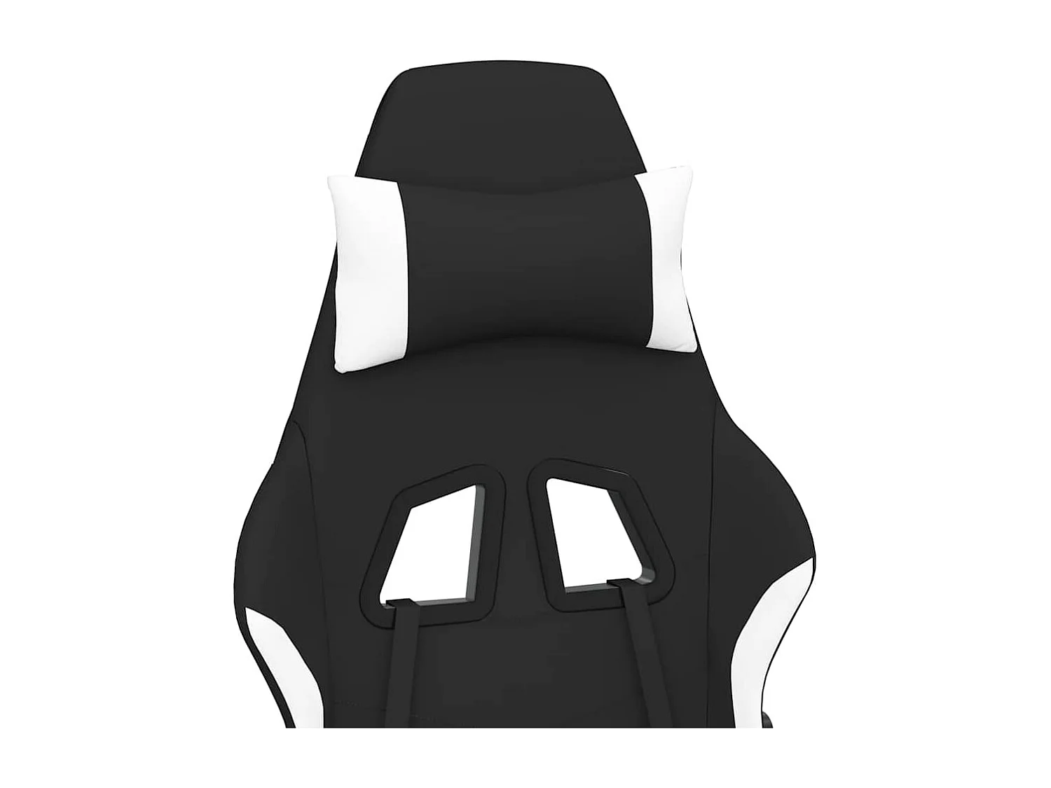 Chaise de jeu de massage avec repose-pied Noir et blanc Tissu