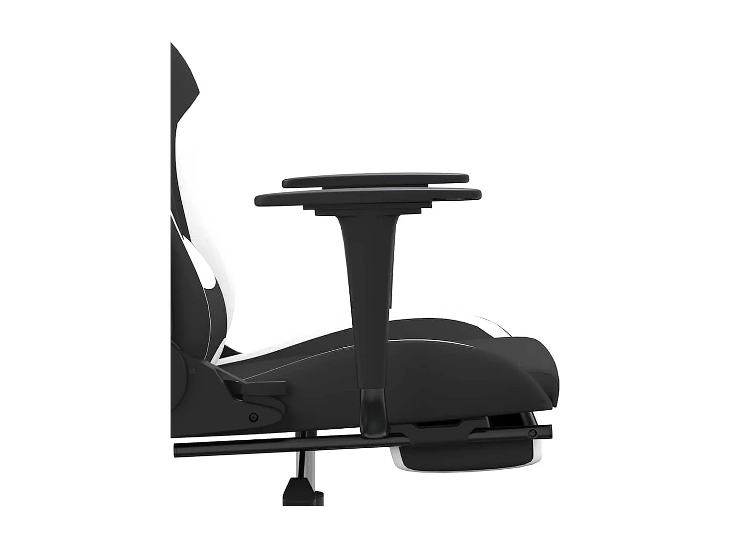 Chaise de jeu de massage avec repose-pied Noir et blanc Tissu