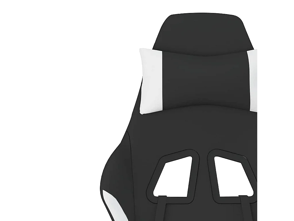 Chaise de jeu de massage avec repose-pied Noir et blanc Tissu