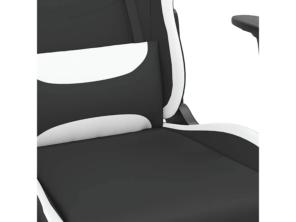 Chaise de jeu de massage avec repose-pied Noir et blanc Tissu