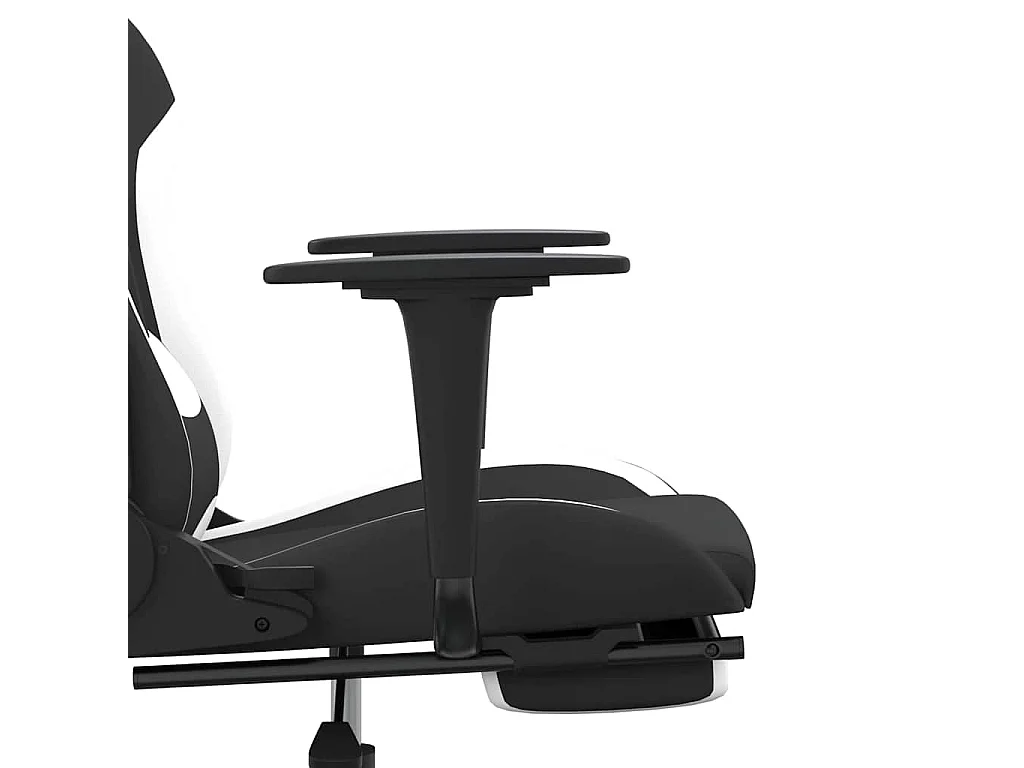 Chaise de jeu de massage avec repose-pied Noir et blanc Tissu