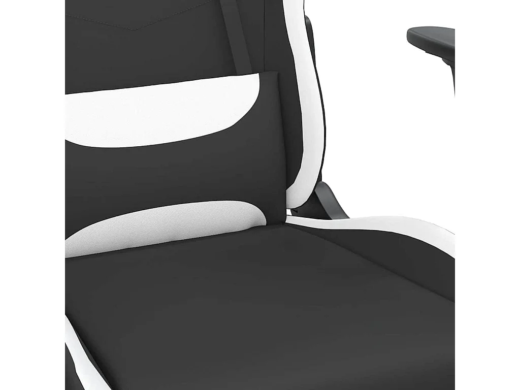 Chaise de jeu de massage avec repose-pied Noir et blanc Tissu