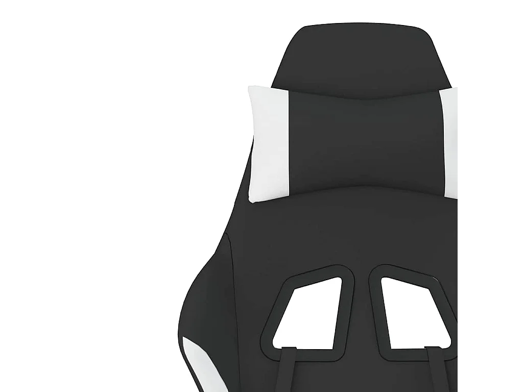 Chaise de jeu de massage avec repose-pied Noir et blanc Tissu