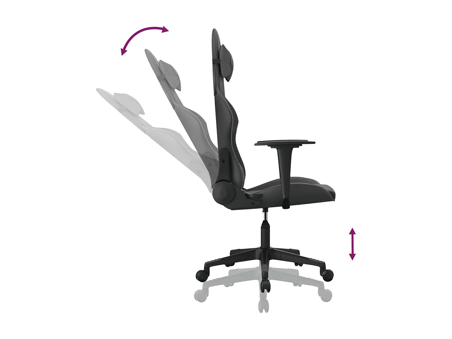 Sedia da Gaming Massaggiante Nera in Similpelle