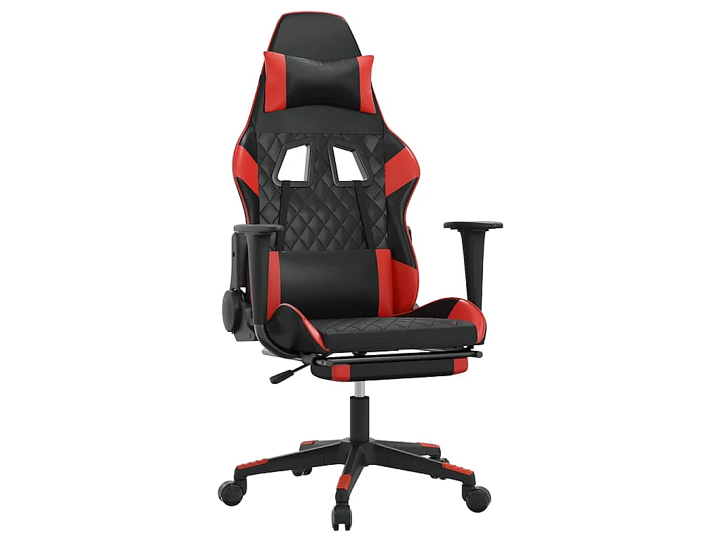 Sedia da Gaming Massaggio Poggiapiedi Nero e Rosso Similpelle