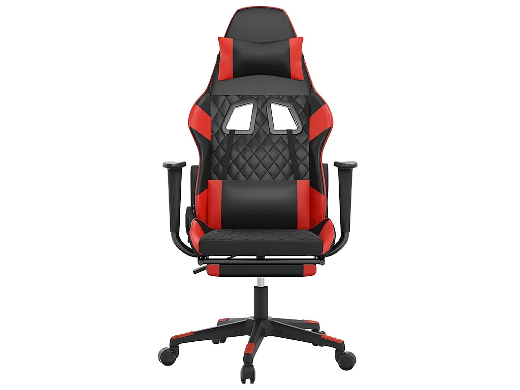 Sedia da Gaming Massaggio Poggiapiedi Nero e Rosso Similpelle