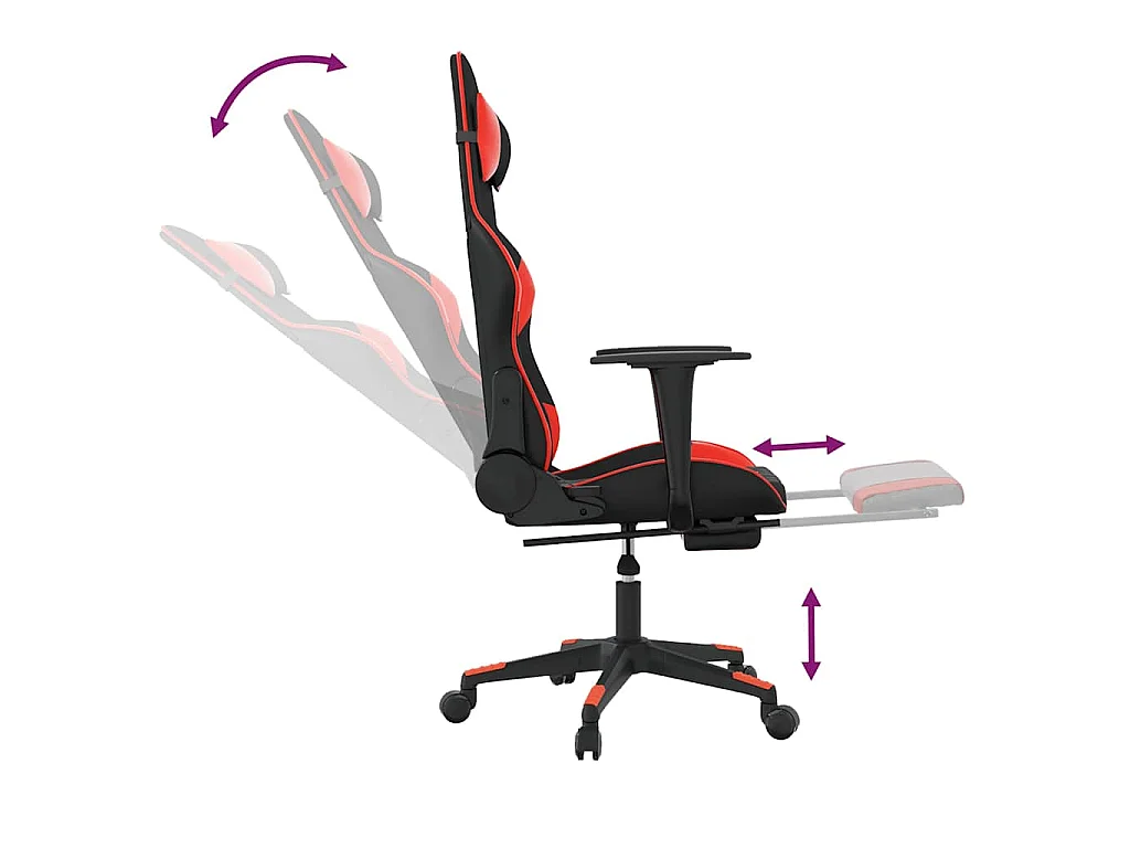 Sedia da Gaming Massaggio Poggiapiedi Nero e Rosso Similpelle