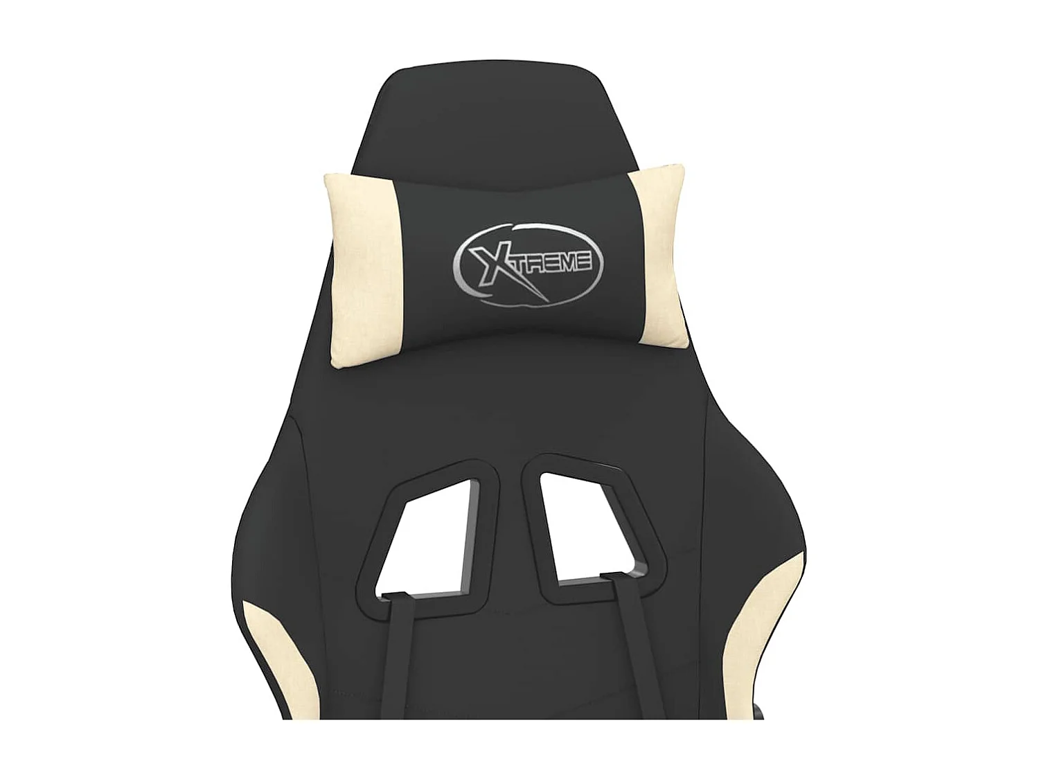 Chaise de jeu de massage avec repose-pied Noir et crème Tissu