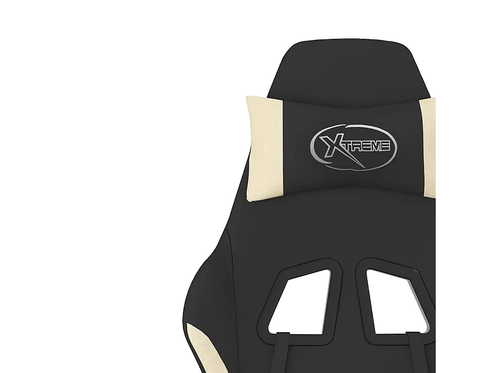 Chaise de jeu de massage avec repose-pied Noir et crème Tissu