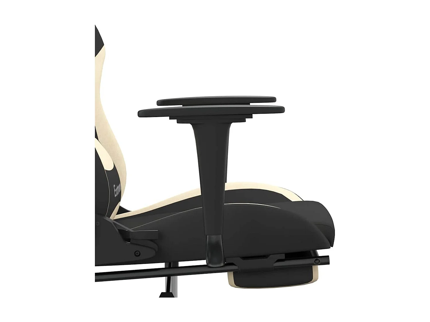 Chaise de jeu de massage avec repose-pied Noir et crème Tissu